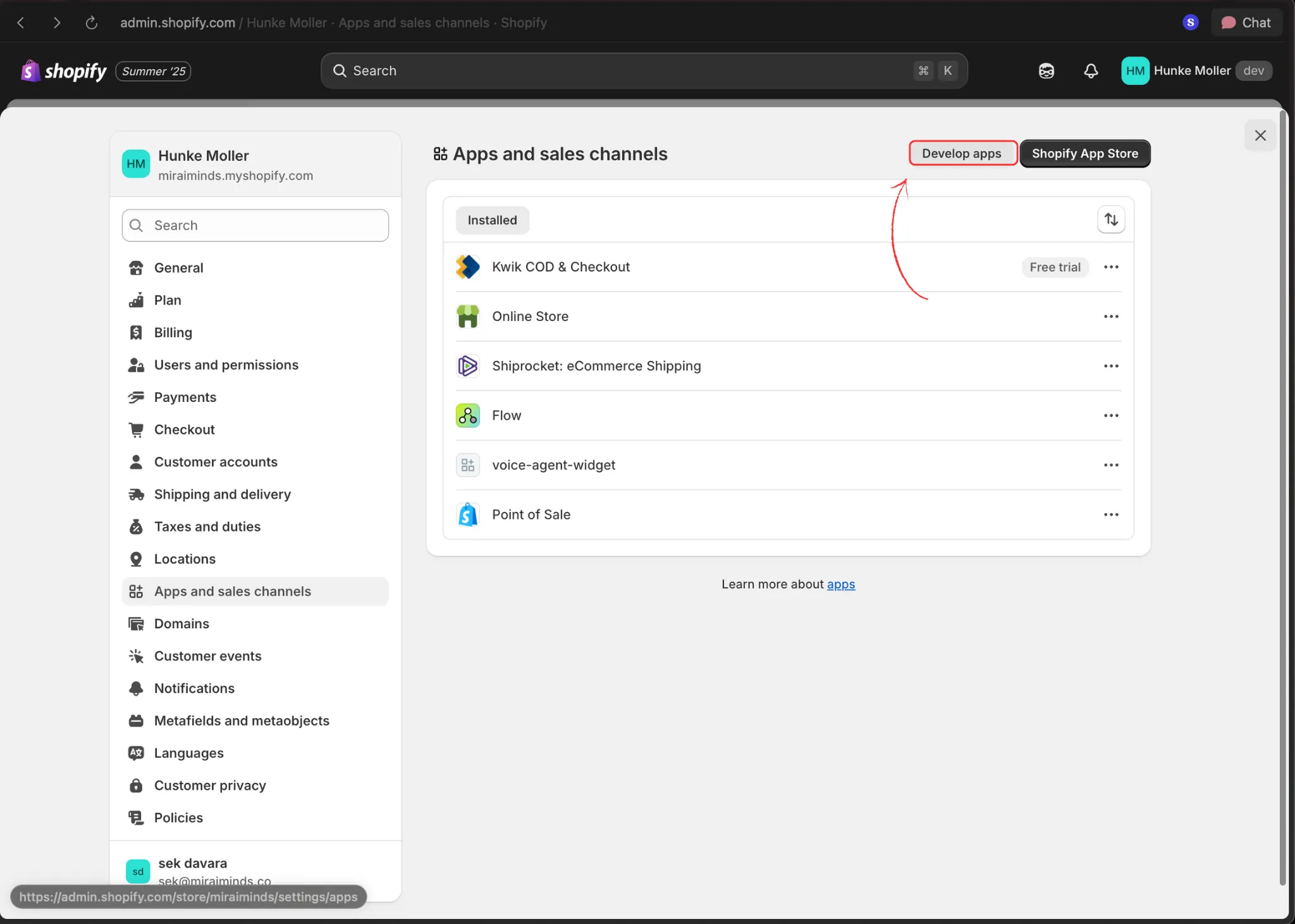Apps and sales channels