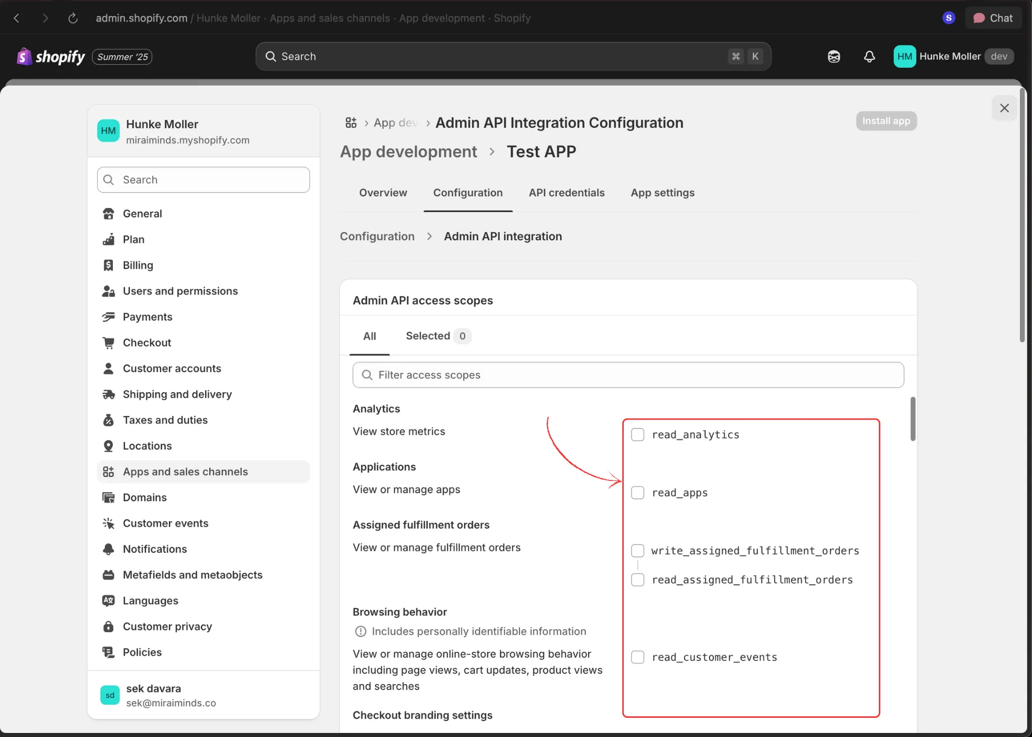 Configure API scopes